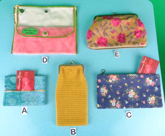 Vintage Retro Money Coin Purse Wallet Clutch Pouch Eyewear Glass Case Slipper Hankie Holder Storage 50s 60s Mid Century Party Evening Gift
