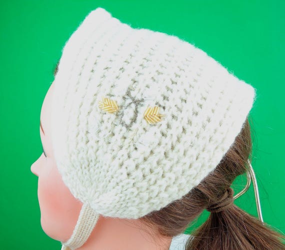 Vintage Retro Beaded Cable Knit Head Tie: 1950s-60s Ear Warmer Mid Century Gift Accessorize