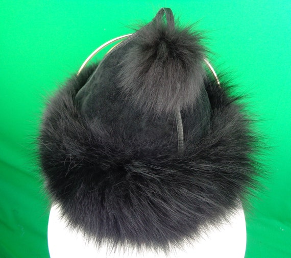 Womens Girls Accessorie Jet Black Fox Fur Pom Pom… - image 6