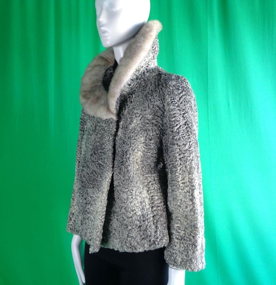 Vintage Mink Persian Lamb Coat: 1940s-50s Cohen Fur Crop Bomber Jacket Outerwear Gift