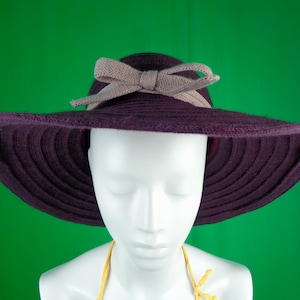 Purple Sun Handmade Casual Hat Bow Accent, Fold Brim (22.5") Chapel Capulet Fashion Accessory image 1
