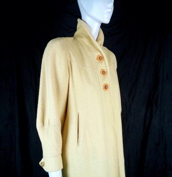 Vintage 1940s-50s Swing Overcoat: Pastel Yellow & Gray, Mid-Century Tent Jacket - Mary Lou Small Gift