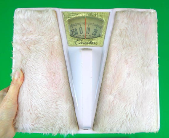 Vintage Retro MCM Counselor Pink Furry Bed Bathroom Weight Scale Appliance 1950s 1960s Mid Century Home House Decor Gift Fitness Improvement