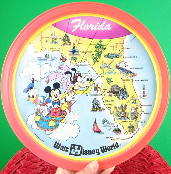 Vintage Retro Souvenir Walt Disneyland California Tray 1960s 70s Mid Century Home Room Decor Gift Collectible Keepsake Memorabilia Memento