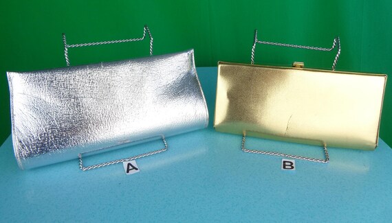 Vintage Retro Accessories Clutches Handbags Purses 1950s 1960s Mid Century Silver Gold Metallic Wedding Party Evening Formal Casual Gift