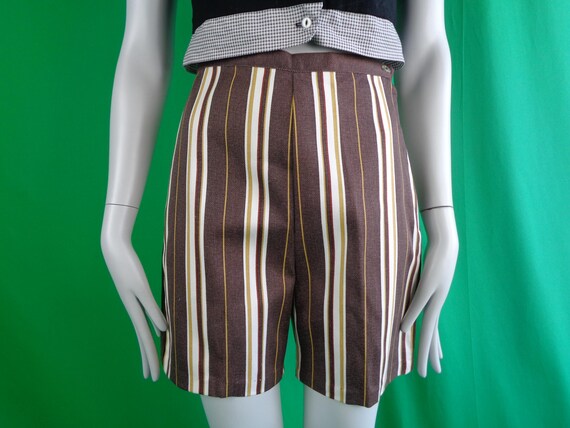 Vintage Retro Clothing Apparel Bermuda Short Pants 50s 60s Mid Century S High Stripe Sport-wear Tennis Golf Coastal Formal Causal Gift Brown
