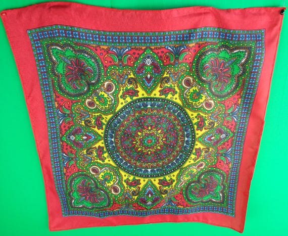 Vintage Retro Accessorie Square Scarf Wrap Shawl Tie Paisley Red Green Blue Yellow Black Orange Wedding Party Evening Formal Casual Gift
