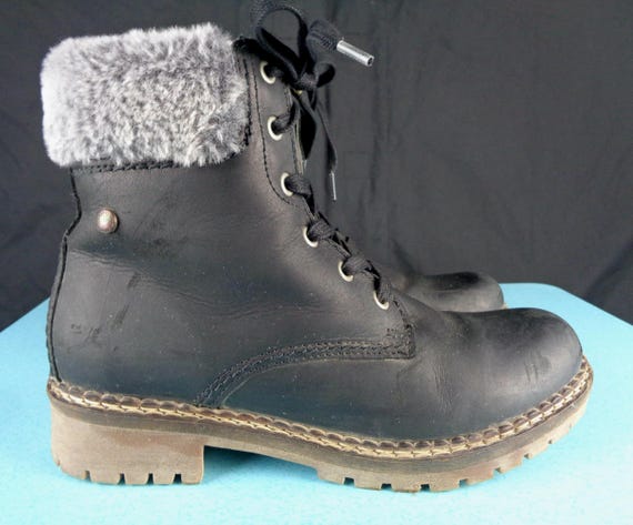 Vintage Pajar Canada Audrey Heritage style Ankle Lace Boots Size 39 Waterproof Impermeable Black