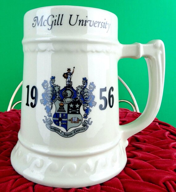 Vintage 1956 McGill University Mug - Mid Century Barware Collectible Keepsake Memento Gift Drinking Cup