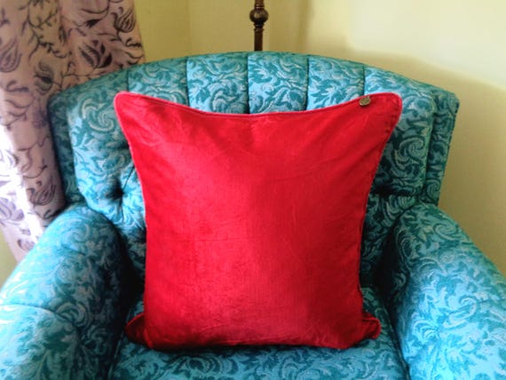 Vintage Pier 1 Imports Red Throw Pillow: Solid Square Down Cushion Home Decor Gift