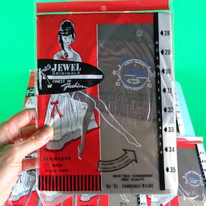 Vintage Retro Jewel Nylons Stockings Hosiery Lingerie 50s 60s Mid Century Undergarments Intimate Wedding Party Formal Gift Size 9 10 10 1/2