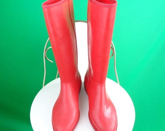 Botas de nieve planas de goma altas retro vintage para lluvia