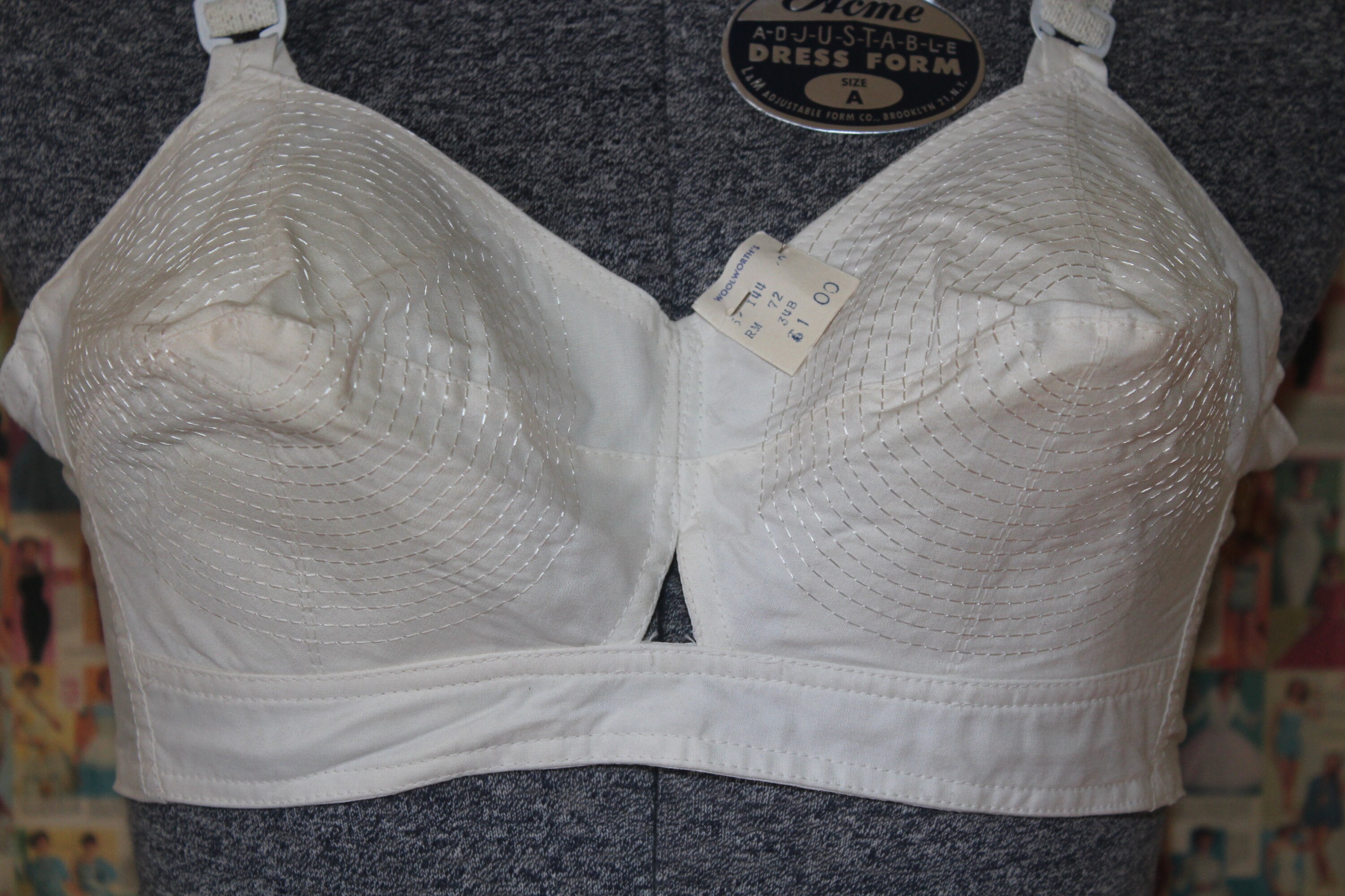 NOS 40s 50s WW2 Vintage Mid Century Woolworth Bullet Bra Lingerie