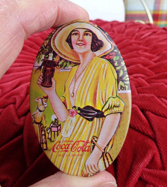 Vintage Retro Coca Cola Tin Trinket Pillbox Travel Sewing Jewelry Storage Container 1960s 1970s Small Decorative Party Gift 1900s Style
