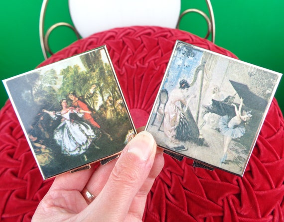 Vintage Retro Compact Face Pocket Hand Mirror 1960s 70s Mid Century Make Up Cosmetics Tools Bath Beauty Personal Care Boudoir Vanity Gift