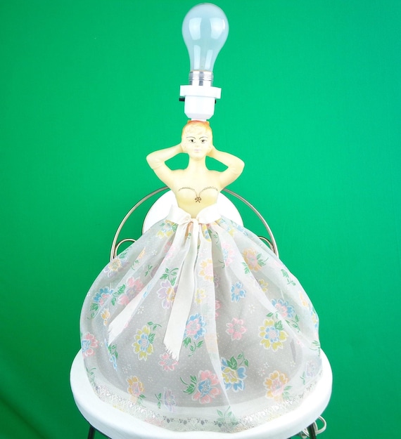 Vintage Retro Table Desk Night Stand Light Lamp Shade Base 50s 60s Mid Century Lady Doll LG Home Accent House Decor Gift Electrical Tested