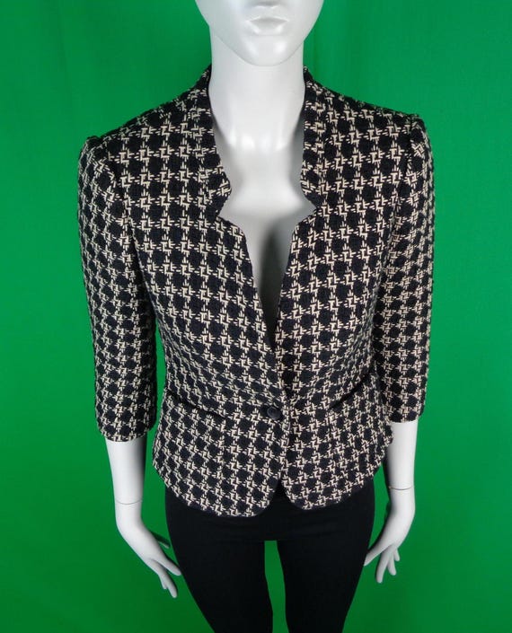 Houndstooth Blazer: Banana Republic, Size Small Petite Black & White Suit Bomber Jacket Gift