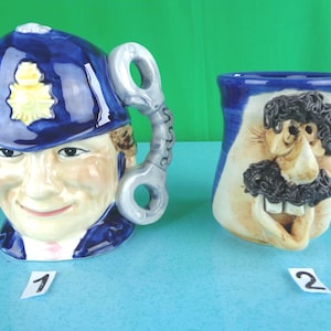 Vintage English Policeman & Robert Eakin style Toby Face Ceramic Pottery Mug 70s-80s Stoneware Barware