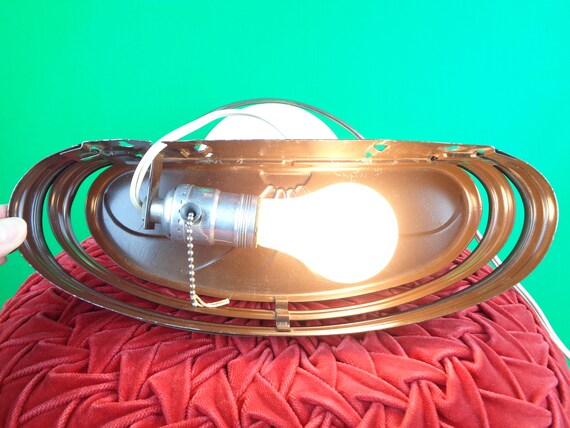 Vintage Retro Headboard Night Light Bedside Read Mount Lamp Shade 1940s 1950s Mid Century Brown Home House Room Accent Living Decor Gift