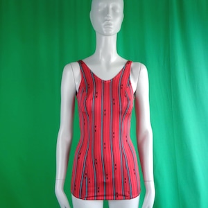 Vintage Retro Clothing Apparel One Piece Bathing Bodysuit Swimwear 1970s 1980s Coastal Beach Resort Gym Workout Tennis Sport Recreation Gift