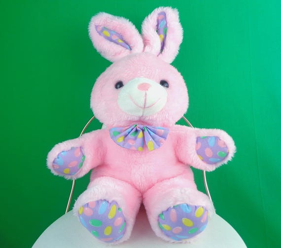 Vintage Retro Bunny Rabbit Stuffed Animal Collectible Large Easter Holiday Pink Purple Plushie Toy Kid Adult Women Girl Boy 80s 90