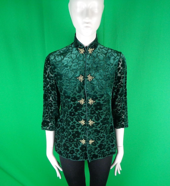 Vintage Retro Clothing Asian Japanese Chinese Blouse Top Shirt 60s 70s S Green Yellow Velvet Shanghai Cheongsam Traditional Qipao Party Gift