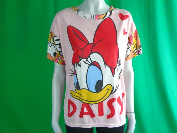 Vintage Retro Clothing Apparel Disney Daisy Donald Duck Pullover Top Tee T Shirt Blouse Bam Love Cartoon Character Pop Art L Casual Gift