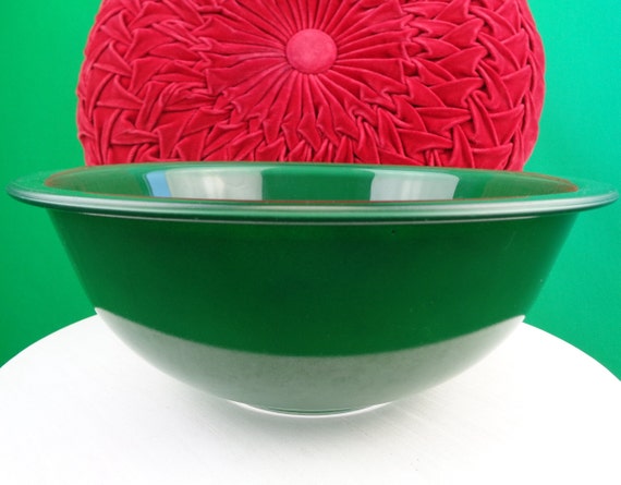 Vintage Retro Large Pyrex Corning Nesting Mixing Bowl Dish 1970s 1980s Transfer Dinnerware Kitchen Dining Serving Home Live Decor Gift Green
