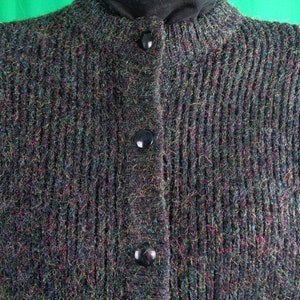 Vintage Retro Kleidung Bekleidung Oversize Knopf Pullover Strickjacke Zopfmuster Strick 1980er 90er XL Acryl Lametta Schwarz Gelb Rosa Grün Geschenk