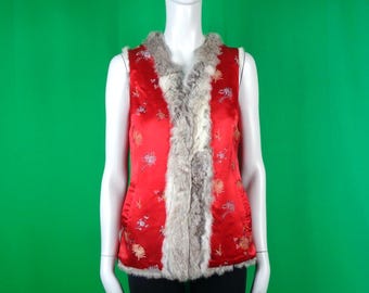 Chaleco bohemio vintage: chaleco hippie sin mangas, chaqueta reversible con diseño floral asiático, década de 1950.