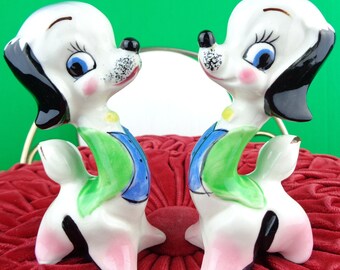 Vintage Retro Collectible Dogs Animal Salt N Pepper Shakers 1950s 1960s Pet Statue Ceramic Glass Mid Century Home Living Decor Gift Keepsake