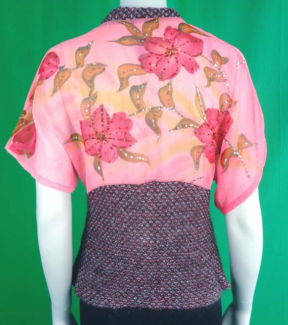 Vintage Retro Y2K Clothing Apparel Cable Knitwear Button Blouse Top Shirt Floral Pink Red Black Wedding Party Evening Formal Casual Gift