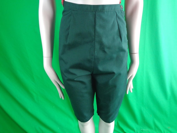 Vintage Retro Handmade Clothing Apparel Green Capris Short Pants 50s 60s Mid Century XS Lightweight Clam Diggers Peddle Pushers Casual Gift