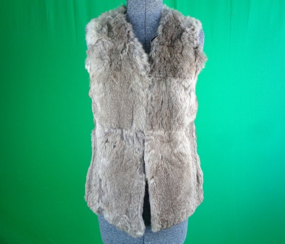 Womens Girl Clothing Reversible Vest Gray Fur Red… - image 4