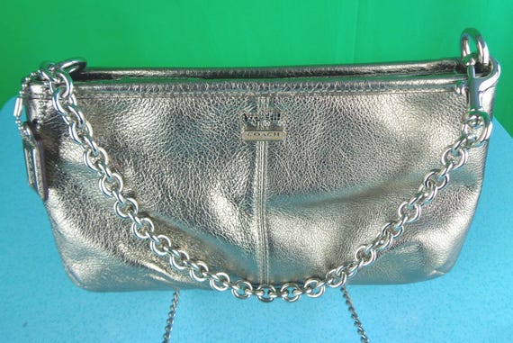Vintage Retro Y2K Coach Purse Handbag Top Handle Clutch Chain Silver Gold Leather Purple Satin Wedding Party Formal Evening Accessorie Gift