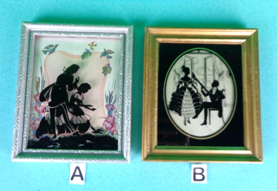 Vintage Wall Hanging: 1930-40s Tabletop Decor Bevel Picture Frames Visual Art Reverse Shadow Gift