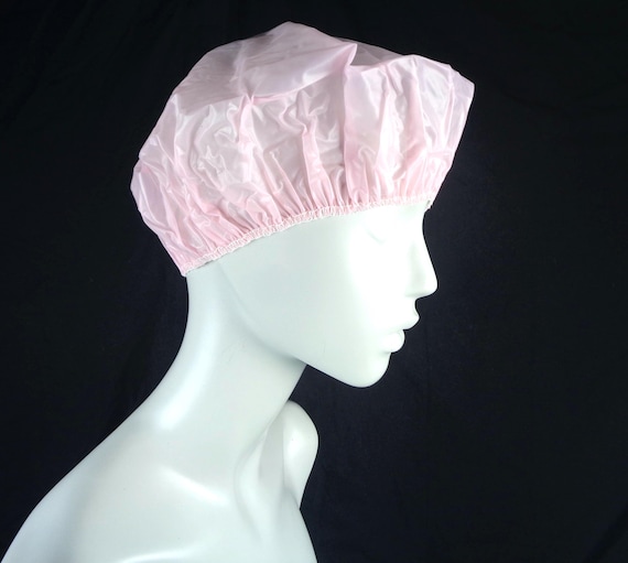 Vintage Goody Pink PVC Shower Cap - 1970s Beauty Accessory Bath Bonet Hair Care Styling