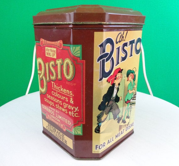 Vintage Retro Bisto Gravy Tin: 1950s-60s Advertising Storage - Made in England Home Decor Gift