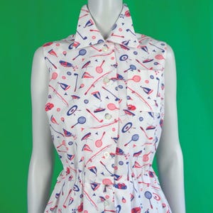Vintage Retro Clothing Apparel Serbin Golfer Tennis M One Piece Jump Playsuit Romper 1950s 60s Mid Century Red Blue Novelty Sport-wear Gift