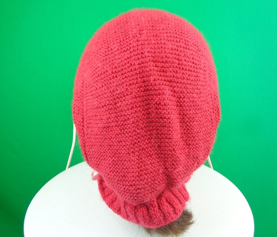 Womens Girls Accessorie Red Acrylic Wool Hat 1940… - image 5