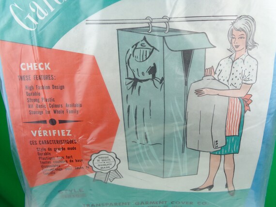 Vintage Retro Wardrobe Garment Bag Storage Clothing 1950s 1960s Mid Century Garderobe Hanger Blue Vinyl  Cover Home Room Live Decor Gift