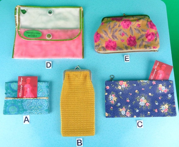 Vintage Retro Tapestry Eyeglass Case - 1950s-60s Fabric Clutch - Mid Century Coin Purse Pouch Storage