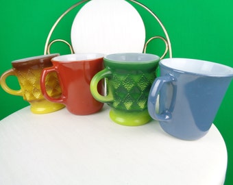 Vintage Retro Fire King Anchor Hook Pyrex Corning Coffee Tea Mugs Cups Glasses 1950s 60s Mid Century Kitchen Dine Serve Home Live Decor Gift