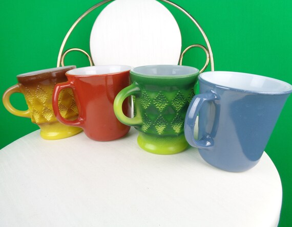 Vintage Retro Fire King Anchor Hook Pyrex Corning Coffee Tea Mugs Cups Glasses 1950s 60s Mid Century Kitchen Dine Serve Home Live Decor Gift