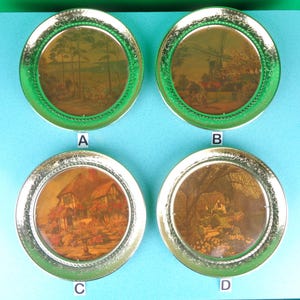 Vintage Retro Round Metal Frames Foil Portrait Picture Wall Art Hanging 50s 60s Mid Century Home Room Accent Decor Gift Collectible Keepsake