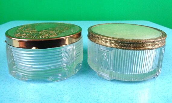 Vintage Antique Decorative Trinket Jewelry Jars Dish 1920s 30s Storage Container Collector Keepsake Mementos Makeup Cosmetic Home Decor Gift