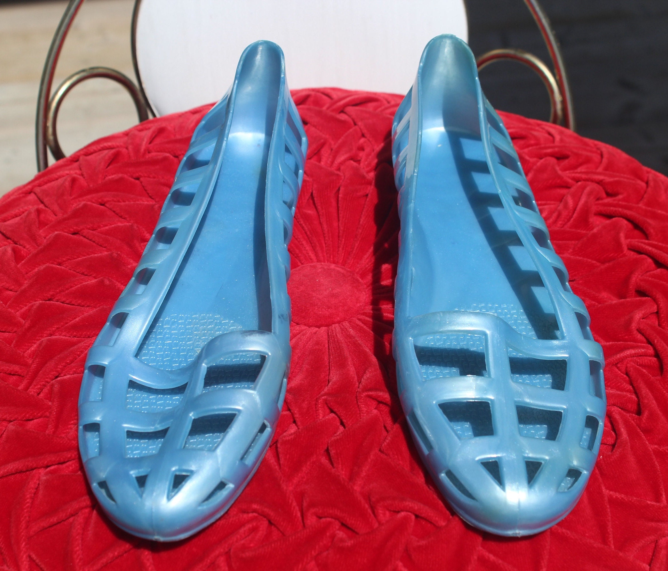 Buy 80s Vintage Bright Red Plastic Sandals. Jellies. Beach Shoes. Online in  India 