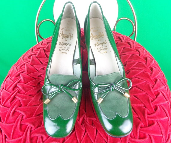 Womens Girl Amalbi Green Patent Suede Leather Mar… - image 2