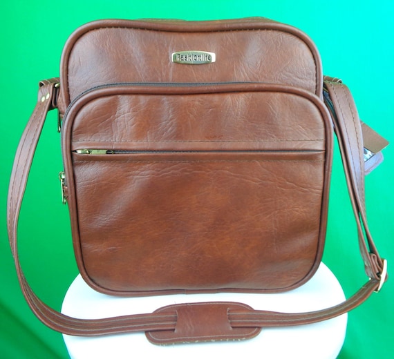 Vintage Retro Fashionite Brown Tote Duffle Shoulder Crossbody Messenger Bag 1970s 80s Carry On Overnight Suitcase Luggage Sport Travel Gift