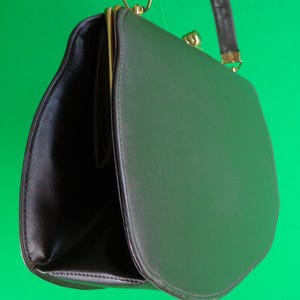 Vintage Retro Accesorio Bolso Bolso Clutch Top Handle 1950s 1960s Mid Century Gran Vinilo Marrón Boda Fiesta Noche Regalo Formal